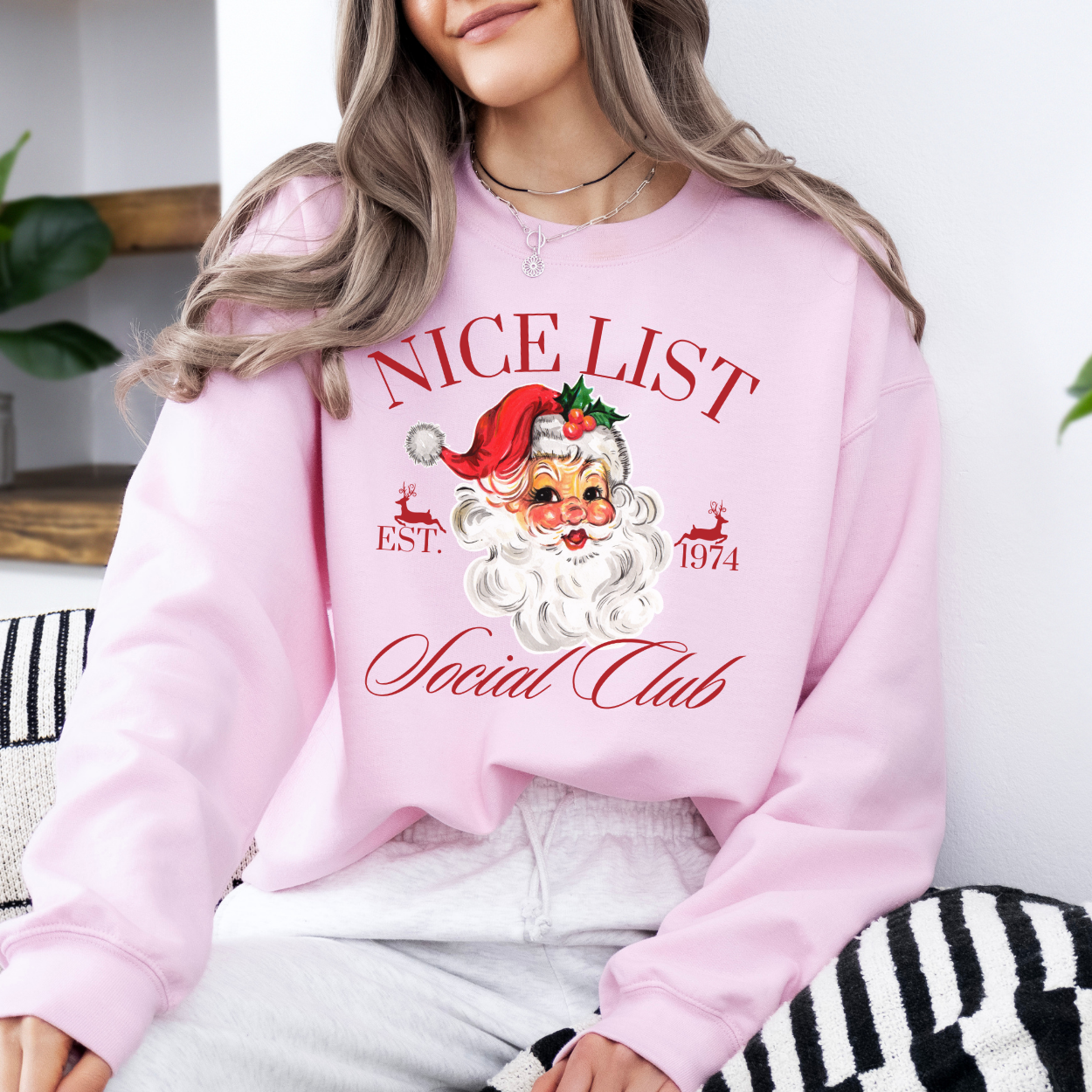 Santa's nice list social club women's sweatshirt