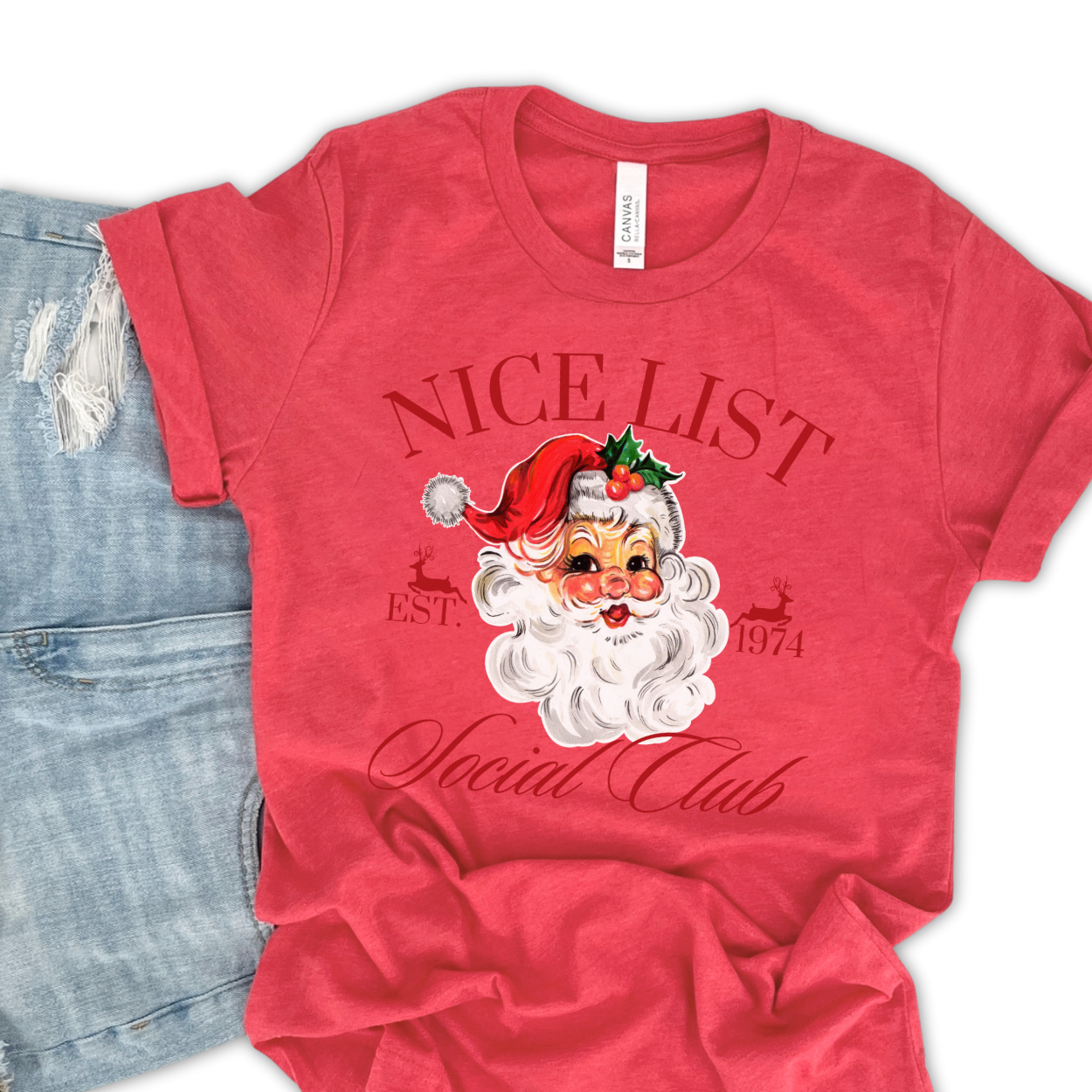 Santa's Nice List social club Christmas t-shirt