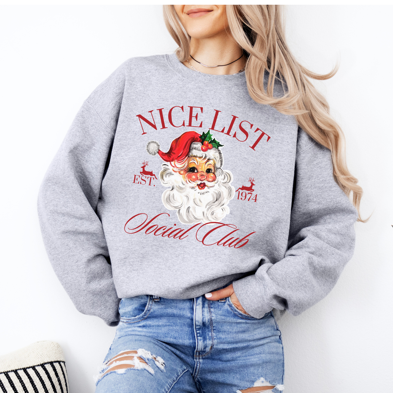 Santa's nice list social club women's sweatshirt