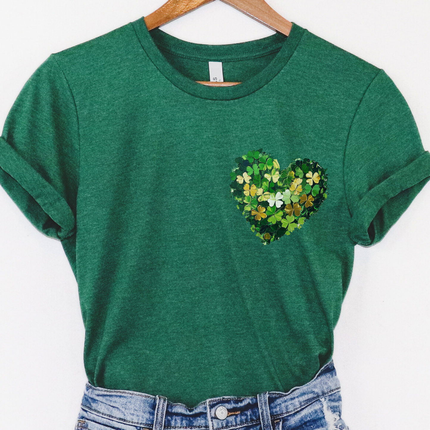 St. Patrick's Day painted heart pocket graphic t-shirt