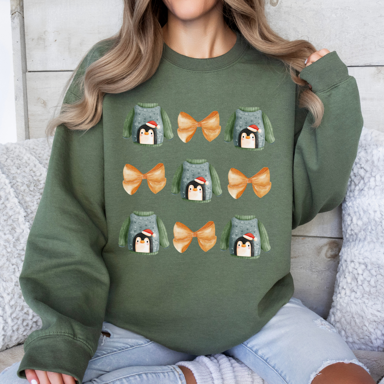 Penguin coquette Christmas sweatshirt