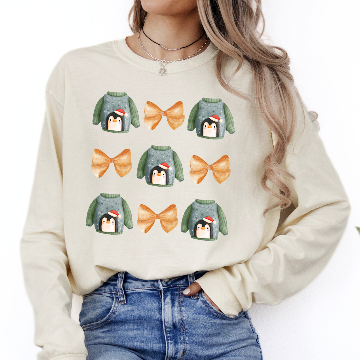 Penguin coquette Christmas sweatshirt