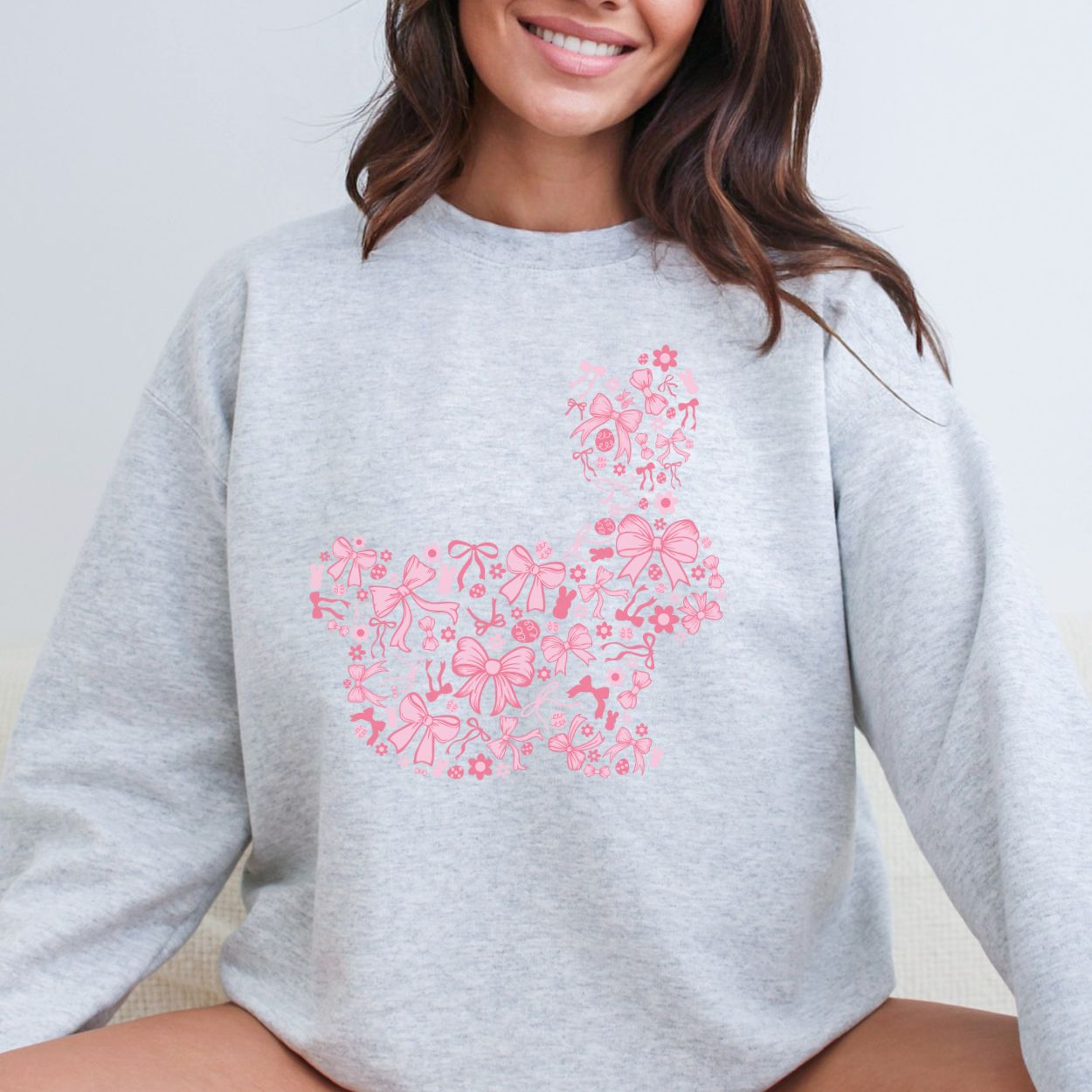 Pretty pink Easter bunny made of bows graphic sweatshirt