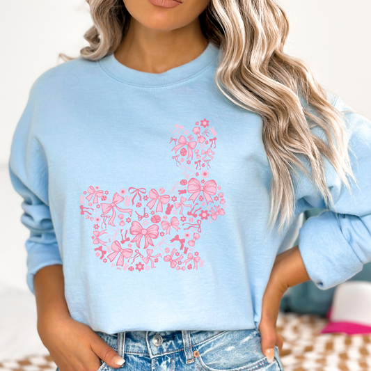 Pretty pink Easter bunny made of bows graphic sweatshirt