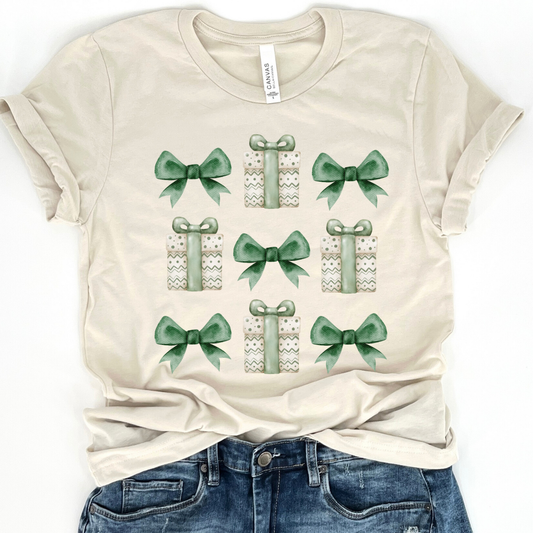 Christmas presents coquette t-shirt, Women's holiday top