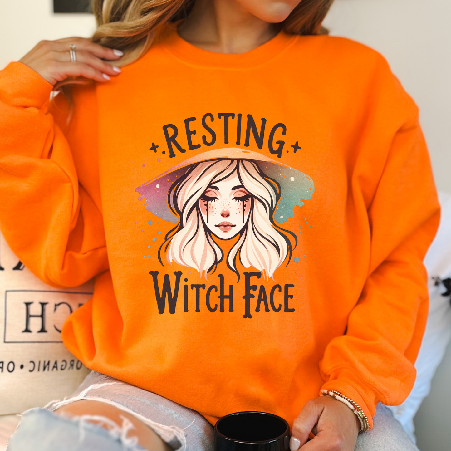 Resting with face Halloween sweatshirt