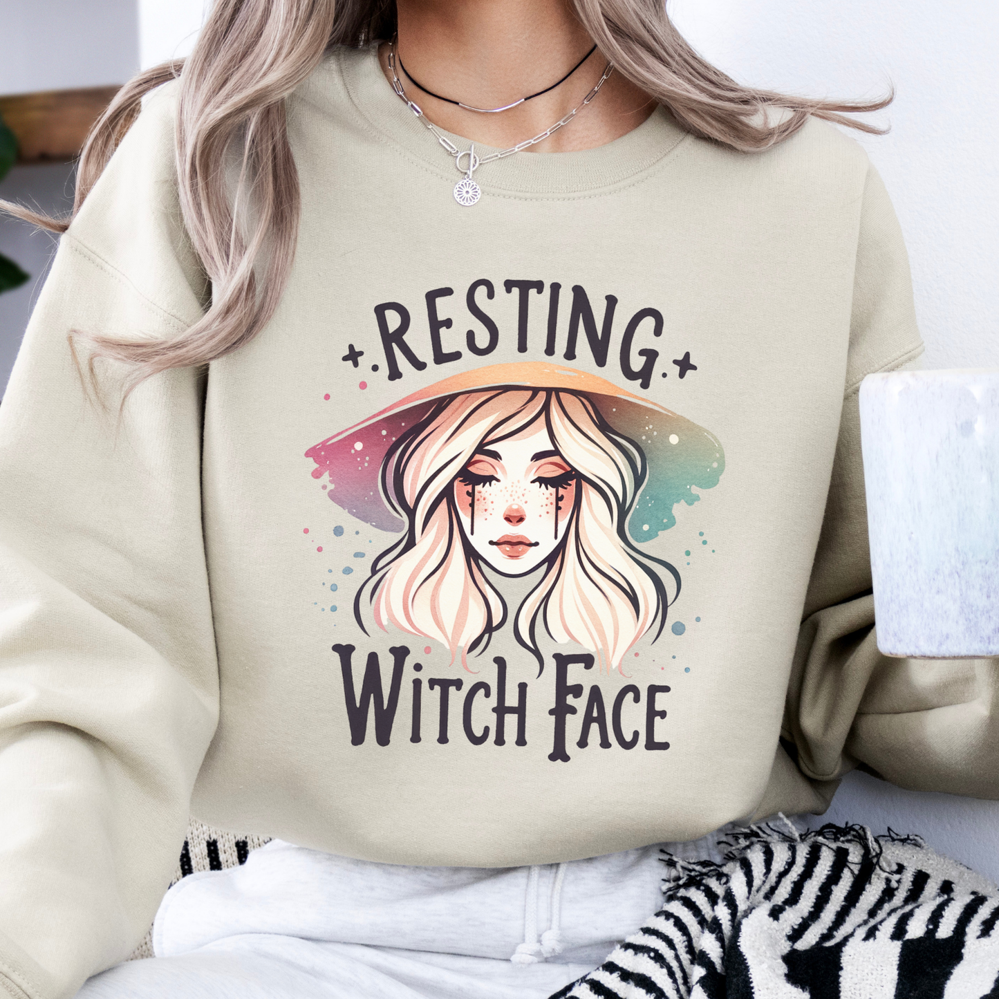 Resting with face Halloween sweatshirt