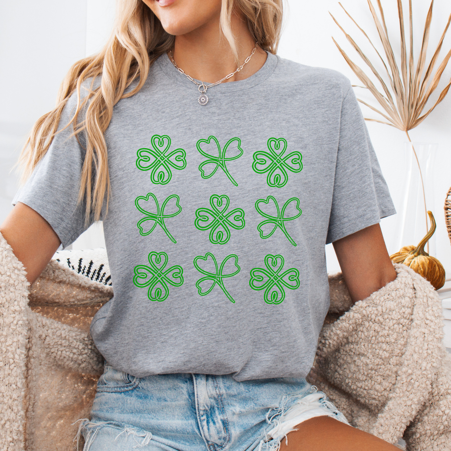 St. Patrick's Day green four leaf clover coquette graphic t-shirt