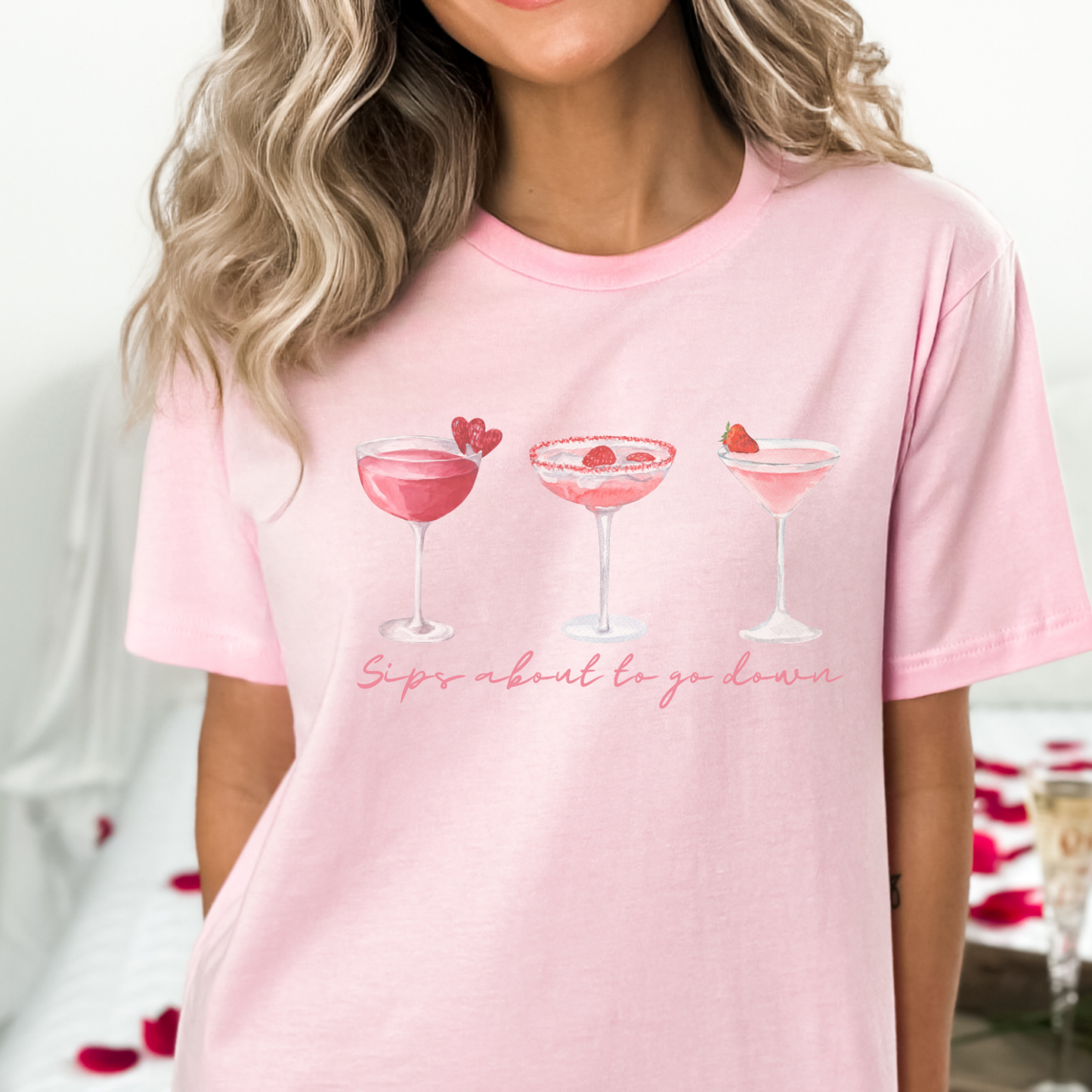 Valentine's Day cocktails graphic t-shirt