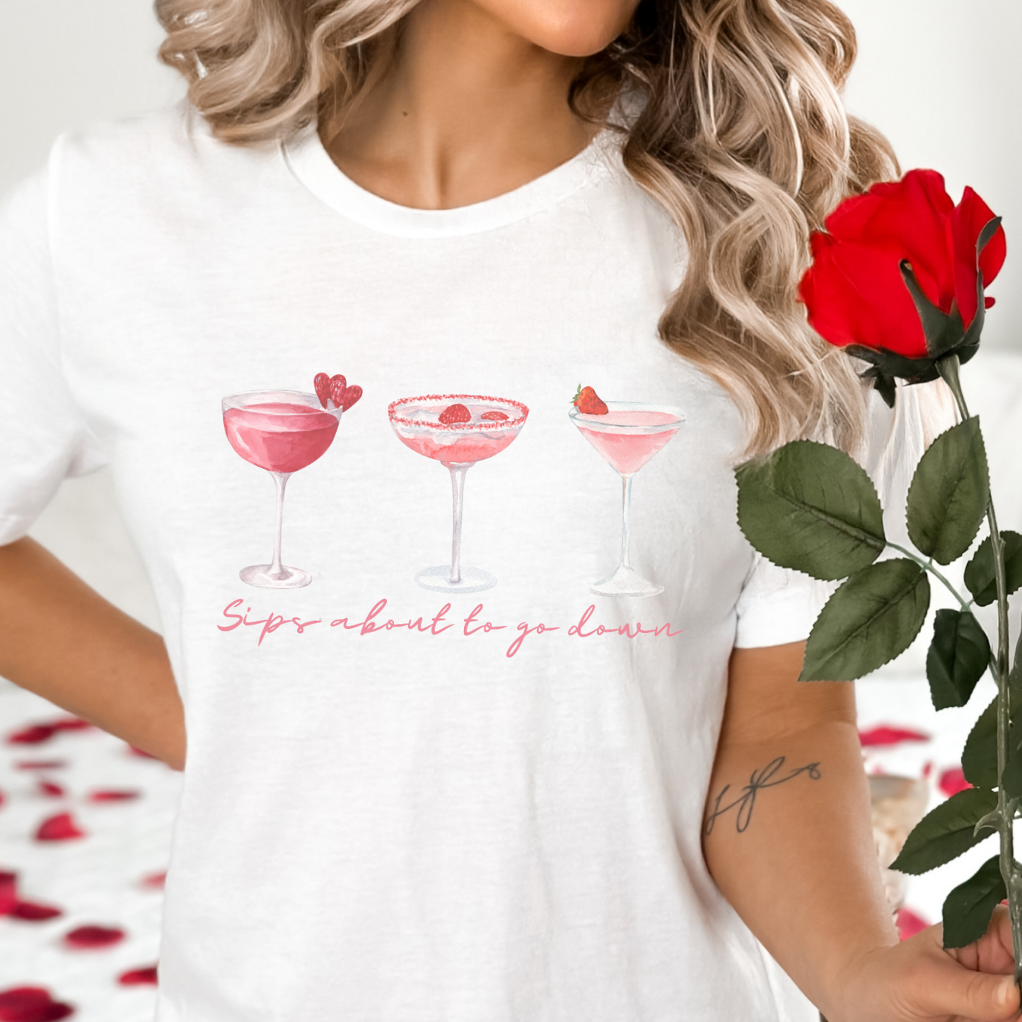 Valentine's Day cocktails graphic t-shirt