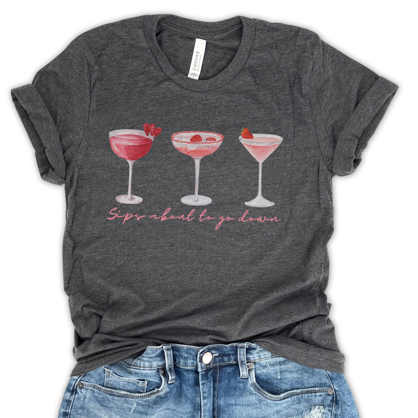 Valentine's Day cocktails graphic t-shirt