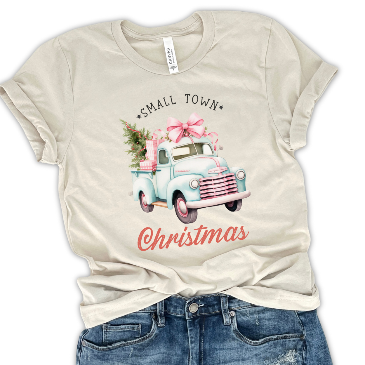 Small town Christmas t-shirt, Vintage truck