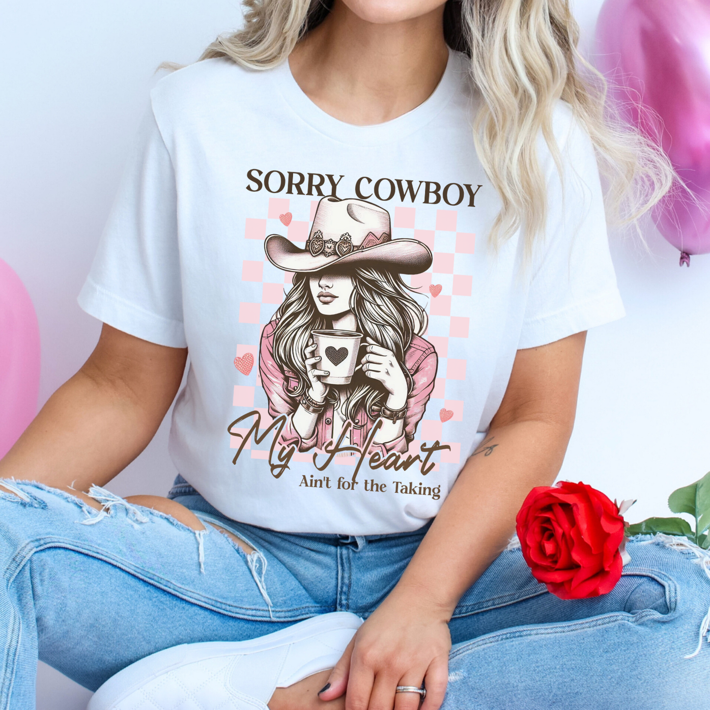 Sorry cowboy Valentine's Day women's graphic t-shirt