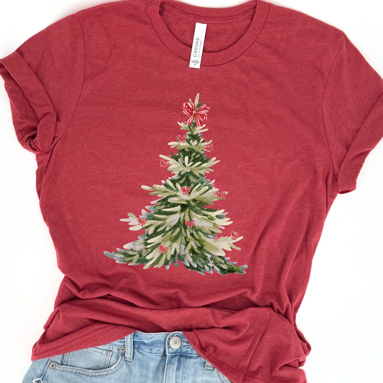 Watercolor Christmas tree women's t-shirt