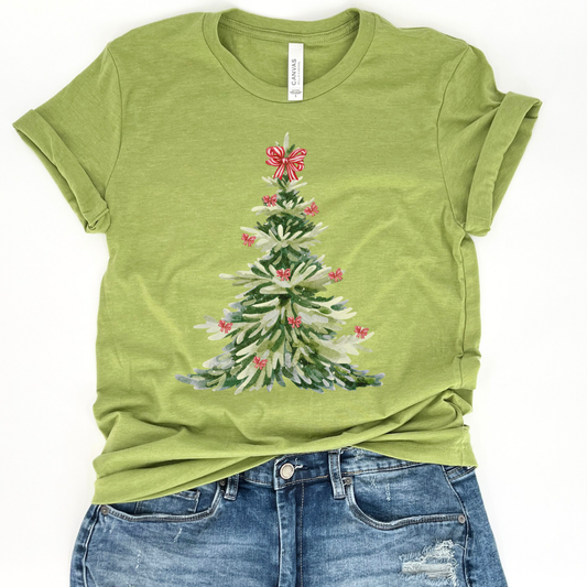 Watercolor Christmas tree women's t-shirt