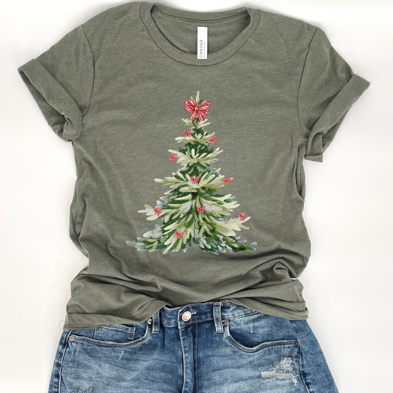 Watercolor Christmas tree women's t-shirt