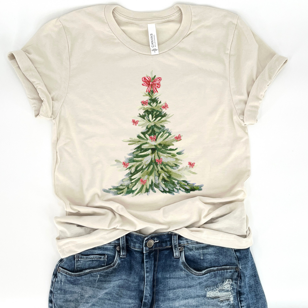 Watercolor Christmas tree women's t-shirt