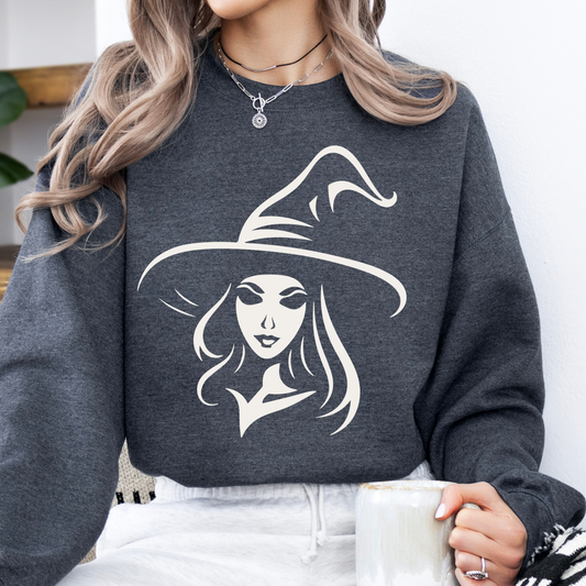 Pretty witch portrait Halloween sweatshirt