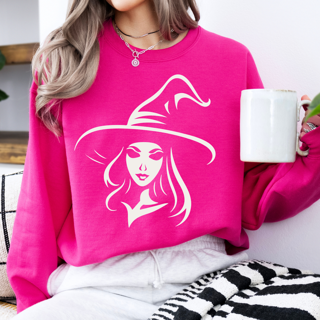 Pretty witch portrait Halloween sweatshirt