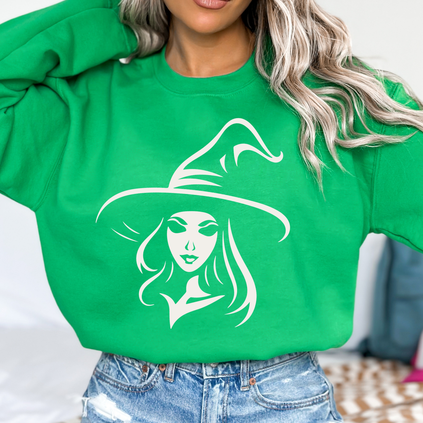 Pretty witch portrait Halloween sweatshirt