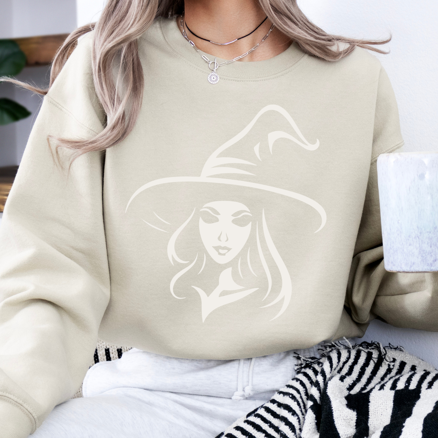 Pretty witch portrait Halloween sweatshirt