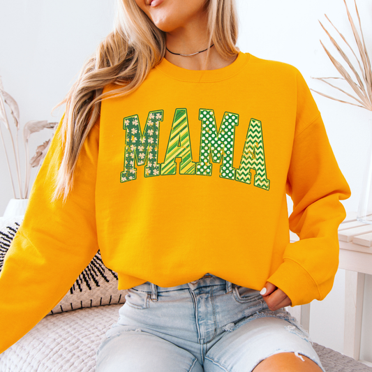 Saint Patrick's Day yellow and green Mama sweatshirt